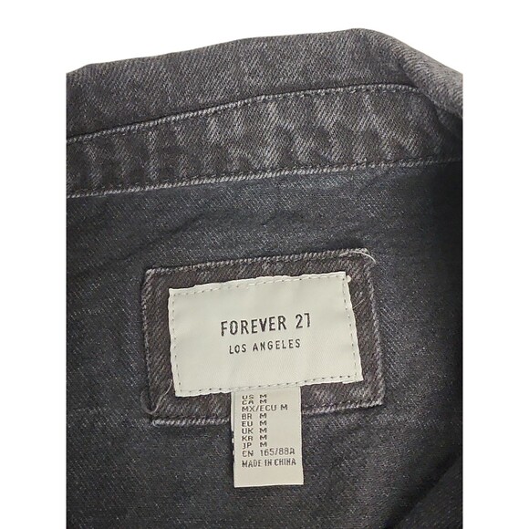 Forever 21 Womens  Distressed Denim Jacket Sz Large Destroyed Grunge Bold Punk - Picture 2 of 10